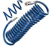 Tubo flessibile per aria compressa SP-PE 5 m, tubo flessibile a spirale Ø8/12 mm, tubo dell'aria PE, pressione massima 10 bar, con protezione antipiega e attacco rapido, per garage e officina