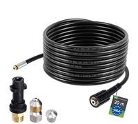 Tubo flessibile per la pulizia dei tubi, 20m, 160-200 bar, adattatore incluso, ugelli rigidi + rotanti, compatibile con le idropulitrici Karcher K2, K3, K4, K5, K6, K7
