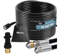 Tubo flessibile per la pulizia dei tubi, 30m, 160-200 bar, adattatore incluso, ugelli rigidi + rotanti, compatibile con le idropulitrici Karcher K2, K3, K4, K5, K6, K7