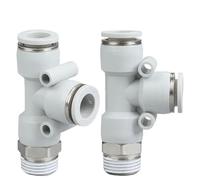 Tubo flessibile pneumatico for aria compressa da 4 mm, 6 mm, 8 mm, 10 mm, 12 mm, raccordo a T maschio, connettore a sgancio rapido, 1/8, 1/4, 3/8, 1/2, 5 pezzi(12 (Hose O.D.12MM),04 (BSP1-2))