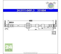 Tubo freni ATE Anteriore per MERCEDES CITAN 112 111 109 108