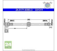 Tubo freni ATE Anteriore per PORSCHE 924 VW 1500 181