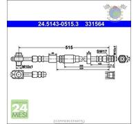 Tubo freni ATE Anteriore per SEAT Mii SKODA E-CITIGO CITIGO VW LOAD UP