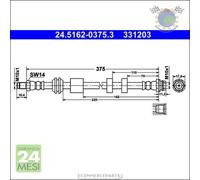 Tubo freni ATE Anteriore per VOLVO V70 V60 S80 S60