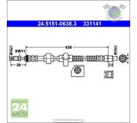 Tubo freni ATE Posteriore per CITROEN C5 III C6 PEUGEOT 508 407