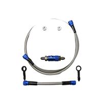 Tubo Freno - Anteriore Tubo flessibile freno idraulico rinforzato per motocicletta in lega di alluminio aerospaziale CVO da 800 cm a 1200 cm, tubo freno intrecciato(80CM blue)
