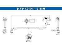 Tubo freno ATE 24.5143-0400.3 per OPEL ASTRA K (B16) 1 2015-2019