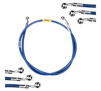 Tubo freno idraulico 40-240 cm Tubo freno universale per moto 28° Raccordo fisso tubo freno frizione in acciaio inox intrecciato (blu) per ATV motocross corse su strada pit bike dirt bike (2100mm)