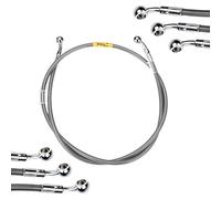 Tubo freno idraulico universale Letgoing, colore argento, 400-2400 mm, 28°-28°, 10 mm, raccordi fissi in acciaio inox, tubo intrecciato per moto, ATV, moto da cross e corridori da strada (400mm)