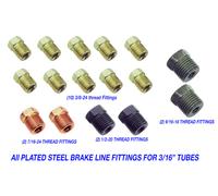 Tubo Freno Raccordi Set Per 3/16 Invertito Flare Acciaio Dado Kit 16 Pz