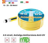Tubo Giardino Acqua Magliato 6 strati Giallo AQUAPLUS ITALIA 15 -25 -50 Metri