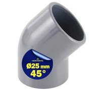 Tubo Gomito PVC U con Angolo di 45° Ø 25 mm Utilizzato per Unire Due Tubi con la Colla - Garanzia di 10 Anni - MONTERAL