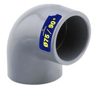 Tubo Gomito PVC U con Angolo di 90° Ø 75 mm Utilizzato per Unire Due Tubi con la Colla - Garanzia di 10 Anni - MONTERAL