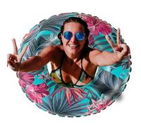 Tubo Gonfiabile Piscina - Anello Galleggiante Stile Foglia Verde o Rossa | Accessorio Portatile in PVC per Adulti | Compagno da Mare o Piscina Leggero e Facile