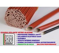 TUBO GUAINA ISOLANTE VETRO SILICONE ALTE TEMPERATURE PROTEZIONE kV 2,5 260° C