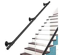 Tubo in ferro battuto in stile industriale con maniglia antiscivolo da giardino per bambini, supporto da parete per soffitti interni, nero, 0,3 m - 6,1 m, perfetto per la sicurezza domestica e