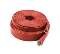Tubo in fibra di vetro resistente alle alte temperature, rivestito in resina siliconica, rivestimento in fibra di vetro ignifugo, guaina intrecciata (rosso, 35 mm, 1 metro)