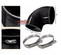 Tubo In Silicone 4"/Raccordo A Gomito Intercooler NERO + Morsetto A T Per Audi