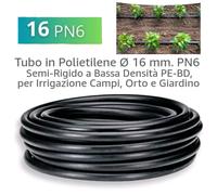TUBO IRRIGAZIONE 16 mm PN6 200MT GIARDINO in POLIETILENE per ORTO GIARDINAGGIO