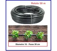 Tubo irrigazione a goccia ala gocciolante Ø16 Passo 30 per Orto Giardino 50 m