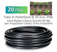 TUBO IRRIGAZIONE DA GIARDINO POLIETILENE 20mm PN6 50MT PER GIARDINAGGIO ORTO