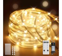 Tubo LED da 10 m, catena luminosa per esterni, IP67, impermeabile, 8 modalità, dimmerabile, con telecomando, luce bianca calda, per interni, esterni, feste, matrimoni, Natale, decorazione