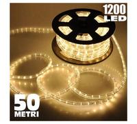TUBO LUMINOSO 1200 LED 50 MT BIANCO CALDO USO ESTERNO CONTROLLER 8 GIOCHI LUCE