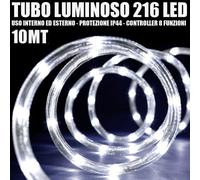 Trade Shop Traesio Tubo Luminoso, 216 Led Bianco Freddo, 3 Vie, Uso Interno/Esterno + Controller, 10 mt
