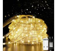Tubo luminoso a LED, 20 m, 200 LED, con telecomando e 8 modalità, luce bianca calda, dimmerabile, per giardino, feste, Natale