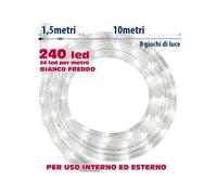 TUBO LUMINOSO NATALIZIO 10 METRI LED BIANCO FREDDO CON CONTROLLER 8 FUNZIONI