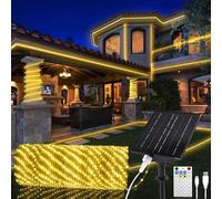 Tubo luminoso solare per esterni, 30 m, 1200 LED, diametro 5,5 mm, 2700 K, luce bianca calda, con telecomando e porta USB, tubo luminoso per esterni, per giardino, balcone