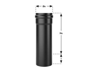 Tubo nero opaco per stufa a pellet in acciaio spessore 1,2 mm. 1 metro. Ø80 Conf. 3 pezzi