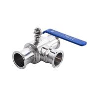 Tubo OD 3/4" 1" 1-1/2" 3 vie valvola a sfera T Port Ghiera tipo Fit 3,8 cm Tri morsetto (19 mm x ghiera 50,5, tipo T)