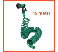 Tubo per Acqua da Giardino in Gomma Estensibile Spiralato Verde Irrigazione