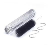 Tubo per affumicatore a pellet per grigliare, esagonale da 30,5 cm, in acciaio inox, per barbecue a gas, carbone elettrico, ganci a forma di 2S, 1 spazzola per la pulizia (set di tubi affumicati)