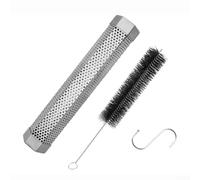 Tubo per affumicatura in acciaio inox 304 da 30,5 cm per barbecue, progettato per l'uso con pellet di legno per aggiungere sapore affumicato al cibo, include spazzola e gancio