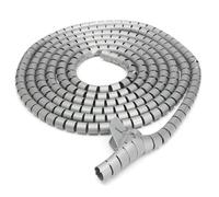 Tubo per ordinare i cavi, a spirale, in polietilene flessibile, con clip per cavi, per gestire e organizzare i cavi di TV e PC (10 mm x 5 m, grigio)