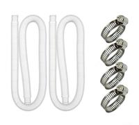 Tubo per pompa per piscina fuori terra, resistente alle perdite, diametro 32 mm, lunghezza 100 cm, con finitura interna liscia e clip in acciaio per un facile collegamento, confezione da 2