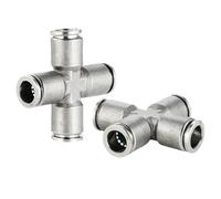 Tubo pneumatico con connettore rapido in acciaio inossidabile PZA 304 a quattro vie tipo croce PZA6 8 10 12mm corrosione ad alta pressione(PZA-4)