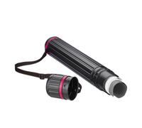 Relaxdays Tubo Portadisegni, Formato Max. A0, Cintura Regolabile, Tappo a Vite, Altezza 64-107 cm, Plastica, Nero Rosa