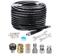 Tubo professionale per pulizia scarichi 100FT 5800PSI Kit ugello fognario con ugello rotante ad angolo NPT per idropulitrice 100FT