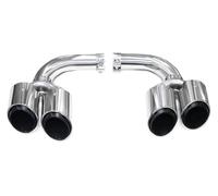 tubo punta di scarico coda Per P&orsche Per Cayenne 9Y0 SUV 3.0 2018 Ibrido B&enzina Quad Car Terminale Scarico Marmitta Sistema Terminali Punte Ugelli Tubi Finali(Petrol Silver)