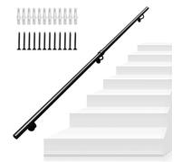 Tubo quadrato il 1-6 m nero in ferro battuto ringhiera per scale a parete kit di supporto per interni ed esterni Guardrail in metallo (3,4 m)