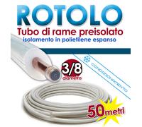 Tubo Rame Condizionamento Climatizzazione Rotolo 50 Metri 1/4 3/8 1/2 Isolato