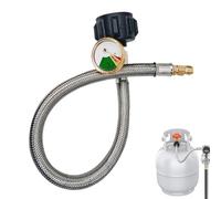 Tubo Regolatore Gas - Tubo Gas | GPL Con Manometro | Propano Butano Per Fornello Da Campeggio O Barbecue | Da 1,5 M Con Rilevatore Di Perdite | Flusso Regolabile Per Uso Esterno