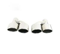 Tubo Scarico Auto Per W204 1 Paio Terminali Scarico Ovali Per Auto Ingresso Da 63 Mm Acciaio Inossidabile Cromato Uscita 165 * 85 Mm Tubo Doppio Turbocompressore(Silver-withoutlogo)