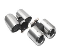 Tubo Scarico Auto Terminale Scarico Posteriore Acciaio Inox Rotondo Con Quattro Uscite, Terminale Scarico Rettangolare Per Land Per Rover Per Defender 90 110 2020-2022(Brushed silver 3.0T)