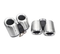 Tubo Scarico Auto Terminale Scarico Posteriore Acciaio Inox Rotondo Con Quattro Uscite, Terminale Scarico Rettangolare Per Land Per Rover Per Defender 90 110 2020-2022(Brushed silver 2.0T)