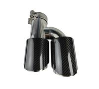 Tubo Scarico Punta Silenziatore 1 Pezzo Universale Per Auto Coda Gola Lunghezza Brunitura A Forma H Doppio Fuori Twill Lucido Punta Silenziatore Scarico In Fibra Carbonio