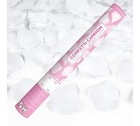 Tubo Spara Coriandoli a Petali Bianchi, Cannone Sparacoriandoli Fiore Rosa ad Aria Compressa per Matrimoni, Laurea, Capodanno, Party, S. Valentino - 40 cm